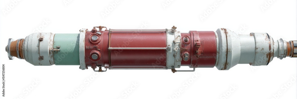 Poster vintage aerospace engine component with metal texture isolated on white background for industrial te