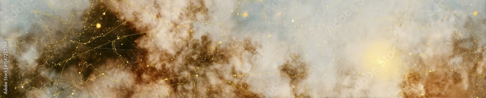 Aufkleber Intricate celestial map with zodiac signs and constellation lines over cosmic star field, symbolizing universal alignment for astrology and science branding