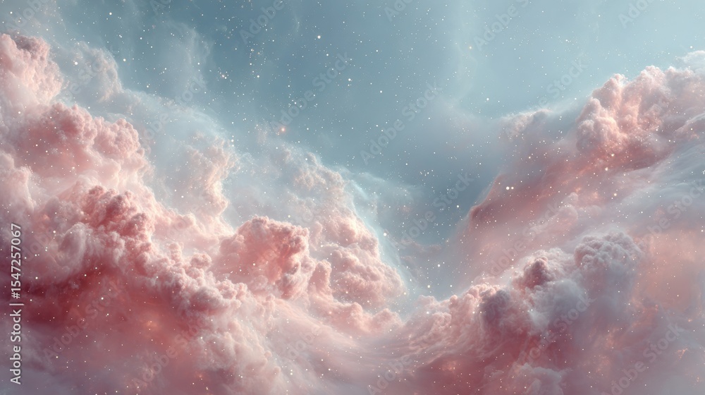 Poster expansive celestial starry night sky map with constellation lines and nebula clouds for scientific a