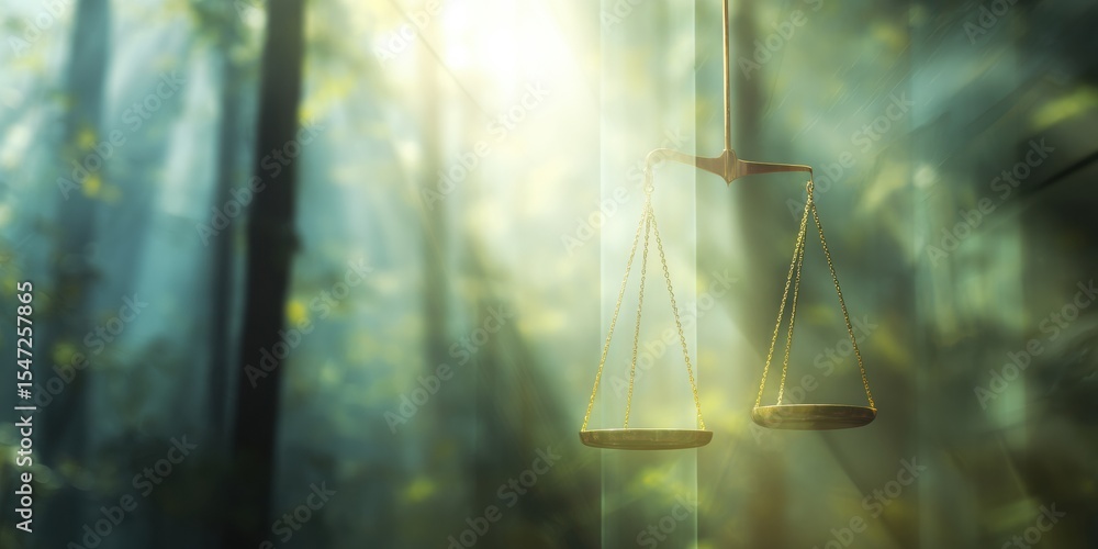 Poster Digital Scales of Justice Hovering Over Illuminated Tech Background with Data Streams Representing AI Ethics and Fairness in Legal Technology