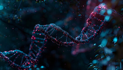 Digital DNA gene helix spiral molecule structure