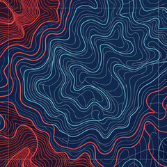 Background of the topographic map. Topographic map lines, contour background. Geographic abstract grid