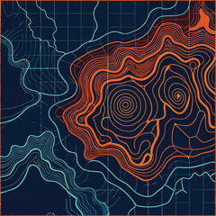 Background of the topographic map. Topographic map lines, contour background. Geographic abstract grid