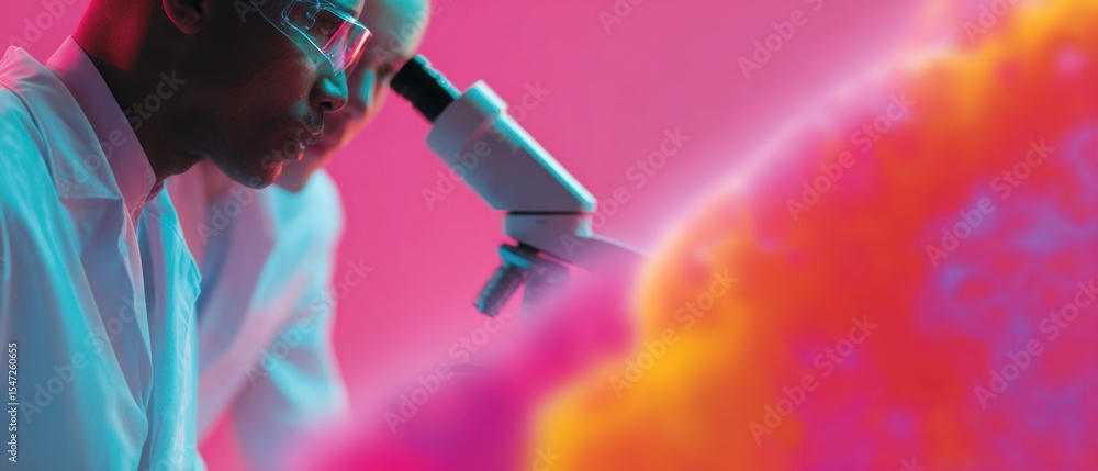 Poster precision medicine in action physician exploring holographic dna model with real-time genomic data f