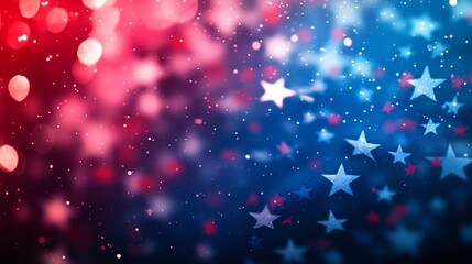 Patriotic Stars and Bokeh Lights in Red, White, and Blue Celebration