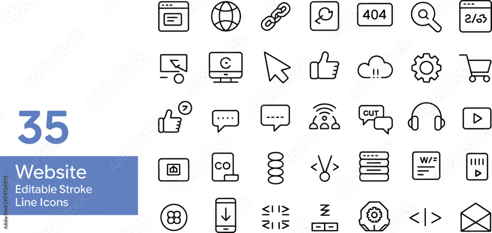Poster website line icons with editable stroke isolated on white background