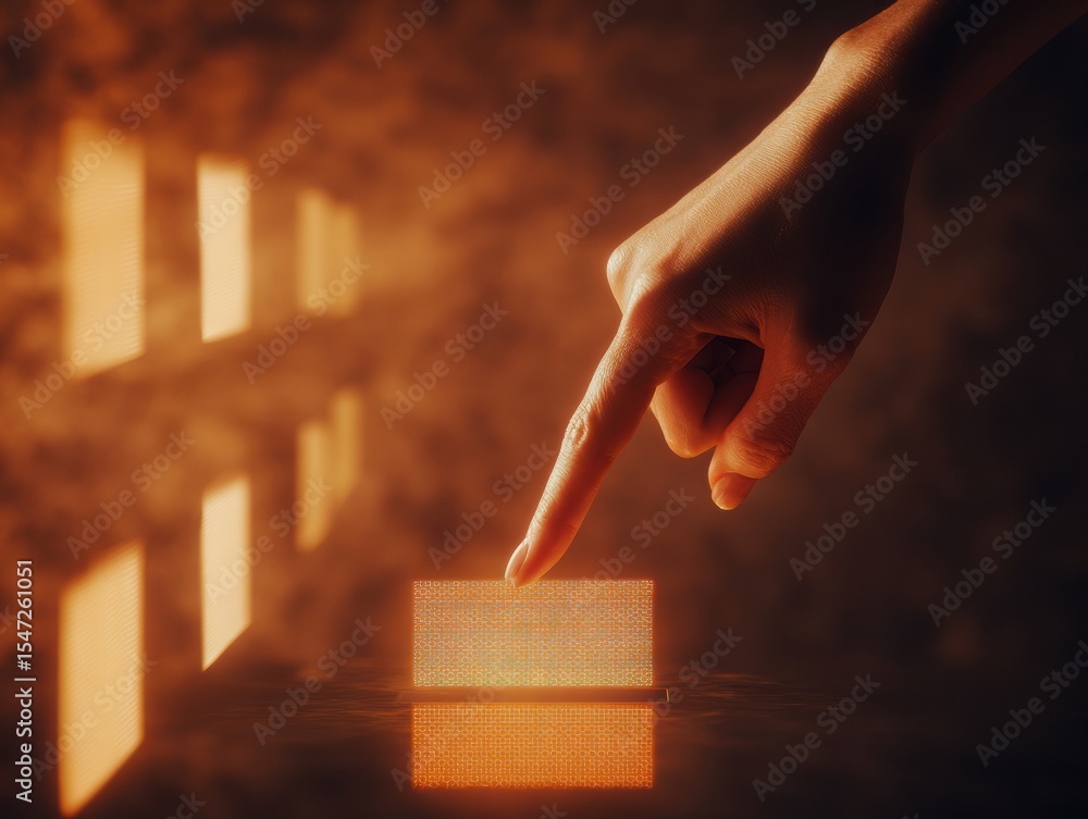 Aufkleber Futuristic Digital Voting Interface with Holographic Panels and Finger Touch Interaction for Secure Blockchain-Enabled E-Voting Technology and Modern Democracy