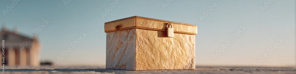 Poster Secure ballot box with visible padlock on textured surface, highlighting tamper-proof election security for trustworthy democratic voting processes