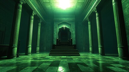 Green toned ancient hall