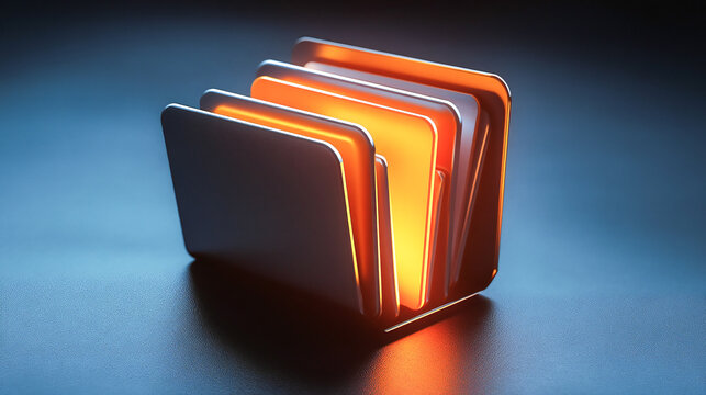 Creative digital data transfer and exchange folders on dark wallpaper. Backup data