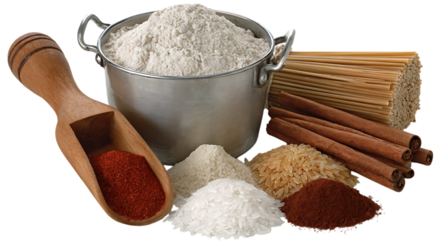 Various cooking ingredients isolated on transparent background