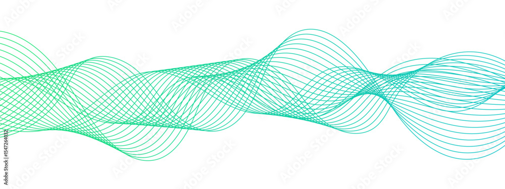 Aufkleber Abstract wave background with smooth, interwoven lines forming a fluid, oscillating pattern. Sense of rhythm and motion, resembling frequency waves or digital soundwaves.