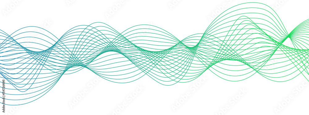 Aufkleber Abstract wave background with smooth, interwoven lines forming a fluid, oscillating pattern. Sense of rhythm and motion, resembling frequency waves or digital soundwaves.
