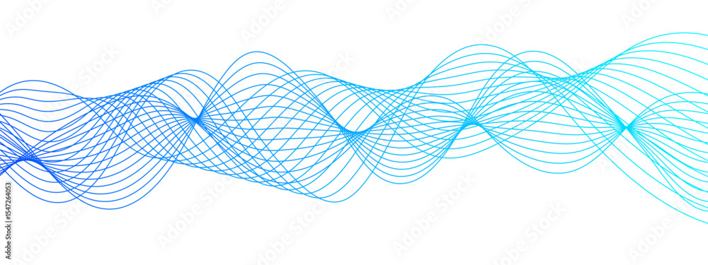Poster Abstract wave background with smooth, interwoven lines forming a fluid, oscillating pattern. Sense of rhythm and motion, resembling frequency waves or digital soundwaves.