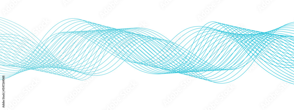 Aufkleber Abstract wave background with smooth, interwoven lines forming a fluid, oscillating pattern. Sense of rhythm and motion, resembling frequency waves or digital soundwaves.