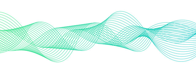 Abstract wave background with smooth, interwoven lines forming a fluid, oscillating pattern. Sense of rhythm and motion, resembling frequency waves or digital soundwaves.