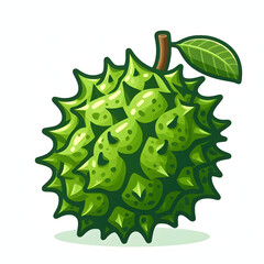 Whole Soursop – Flat Vector of Exotic Green Fruit