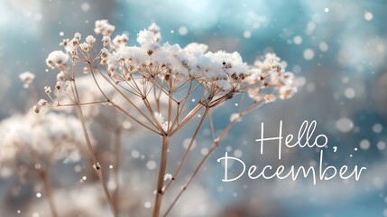 Winter Wonderland Hello, December Snow-Covered Plants