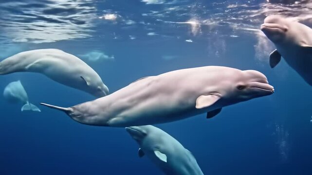 Beluga whales underwater