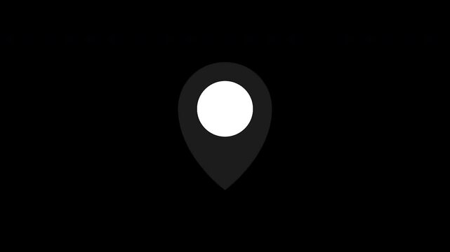4K video animation of Black and Gray map pin icon on an alphabackground.
