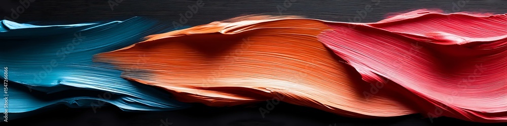 Poster vibrant abstract waves in blue, orange and red tones create dynamic flowing curves and layers agains