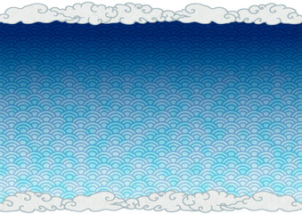 日本の伝統文様　青海波の模様　雲と海