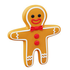 3D Set Gingerbread Man Cookie. Happy New Year Decoration. Merry Christmas Themen Design