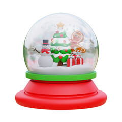 3D Christmas Snowglobe holiday ornaments. Festive winter xmas decoration sphere ball