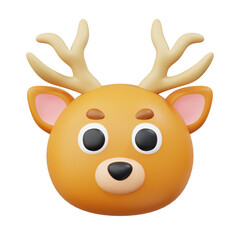 3D Christmas reindeer face, Merry Christmas, and Happy New Year concept decoration design