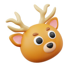 3D Christmas reindeer face, Merry Christmas, and Happy New Year concept decoration design