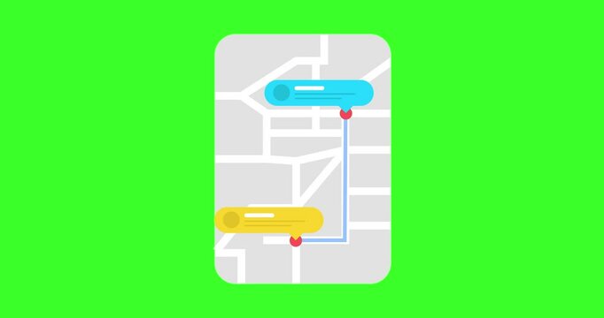 Animation maps line street navigation chroma key