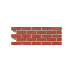 Red brick wall row isolated on transparent background