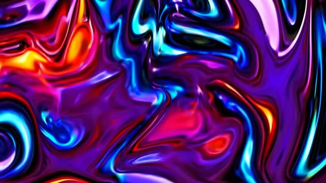 Vibrant abstract liquid art with swirling neon colors of red, blue, purple, and orange, modern digital painting, creative background, trendy texture, artistic fluid movement, psychedelic pattern