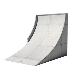 Gray concrete skatepark ramp isolated on transparent background