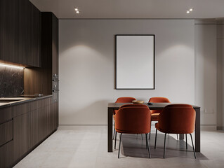 Modern Dark Wood Kitchen and Dining Area Interior Design
