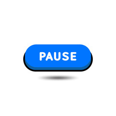 Blue pause button icon with black shadow_flat pause button vector.
