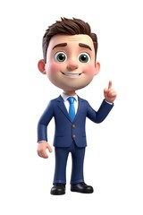 Man in a suit is pointing to the sky