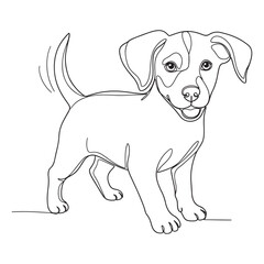 Single Line Drawing Happy Beagle Puppy Dog canine