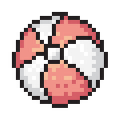 Beach ball in pixel style on white background.