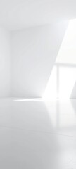 an empty white room with a glossy floor