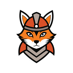 Samurai fox head mascot logo vector illustration