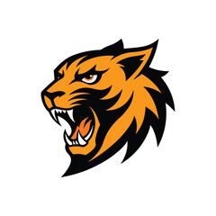 Obraz premium Roaring tiger head mascot logo vector illustration