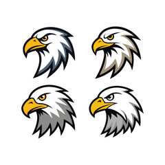 Eagle head set of mascot logo vector art illustration