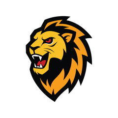 Angry lion head mascot logo vector illustration