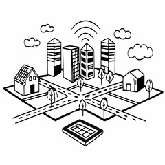 vector ilustration city night 