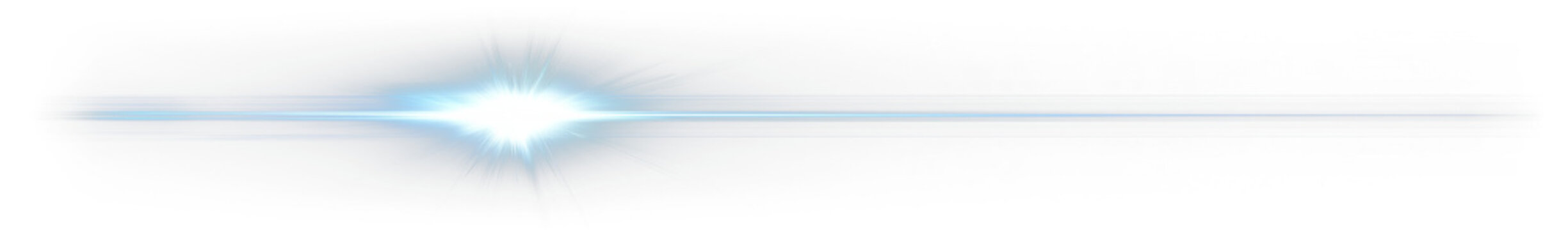 Bright blue lens flare on Transparent background.