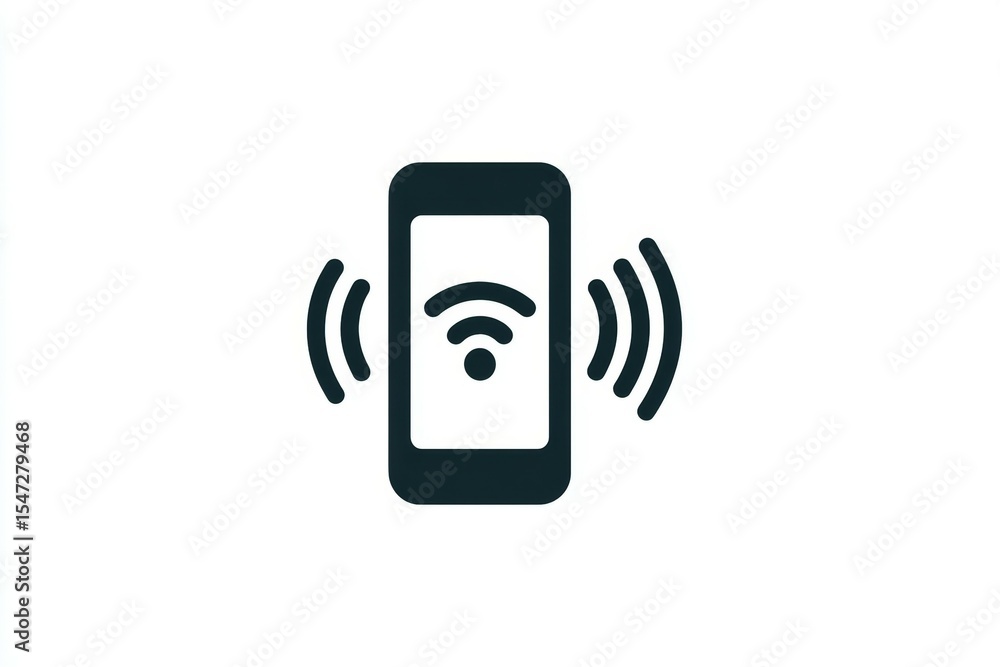 Poster mobile device with wifi signal icon representing wireless connectivity