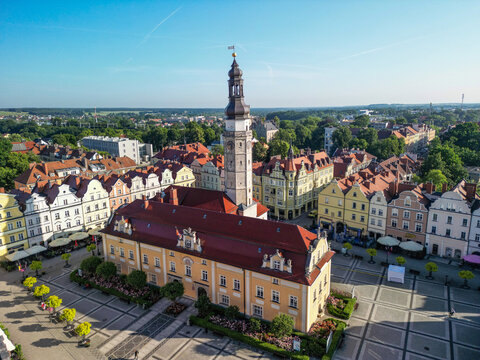 City of Bolesławiec in Lower Silesia, Poland, on the B&oacute;br River