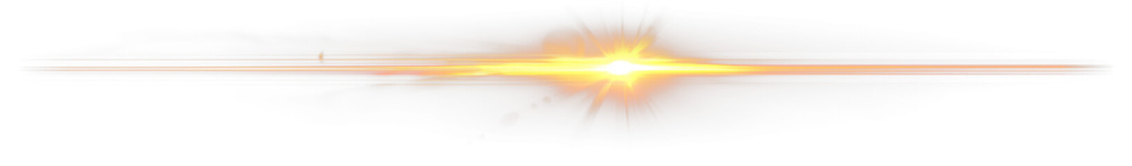 Bright golden light streak across Transparent background.