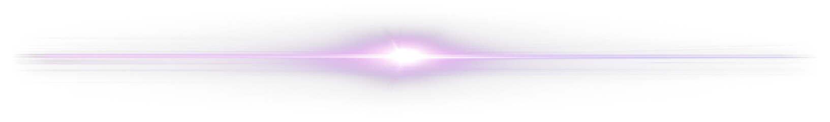 Purple light beam flare on Transparent background.